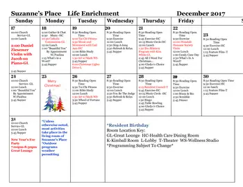 Activity Calendar of King-Bruwaert House, Assisted Living, Nursing Home, Independent Living, CCRC, Burr Ridge, IL 6