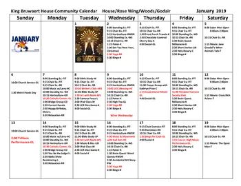 Activity Calendar of King-Bruwaert House, Assisted Living, Nursing Home, Independent Living, CCRC, Burr Ridge, IL 9