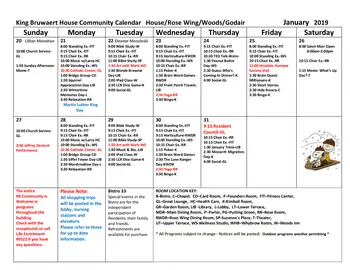 Activity Calendar of King-Bruwaert House, Assisted Living, Nursing Home, Independent Living, CCRC, Burr Ridge, IL 10