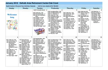 Activity Calendar of Oak Crest Retirement Center, Assisted Living, Nursing Home, Independent Living, CCRC, Dekalb, IL 1