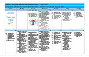 Activity Calendar of Oak Crest Retirement Center, Assisted Living, Nursing Home, Independent Living, CCRC, Dekalb, IL 4