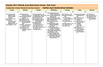 Activity Calendar of Oak Crest Retirement Center, Assisted Living, Nursing Home, Independent Living, CCRC, Dekalb, IL 7