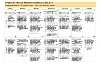 Activity Calendar of Oak Crest Retirement Center, Assisted Living, Nursing Home, Independent Living, CCRC, Dekalb, IL 11
