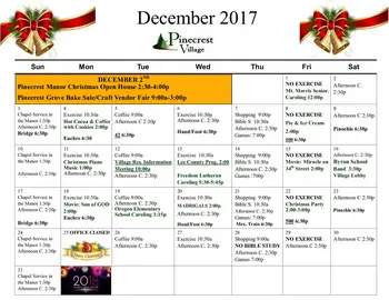Activity Calendar of Pinecrest Community, Assisted Living, Nursing Home, Independent Living, CCRC, Mount Morris, IL 5