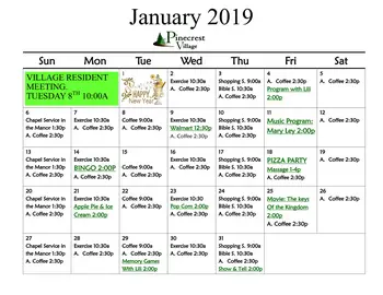 Activity Calendar of Pinecrest Community, Assisted Living, Nursing Home, Independent Living, CCRC, Mount Morris, IL 8