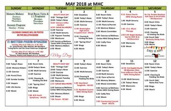 Activity Calendar of Westminster Village, Assisted Living, Nursing Home, Independent Living, CCRC, Bloomington, IL 8