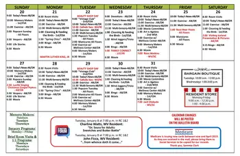 Activity Calendar of Westminster Village, Assisted Living, Nursing Home, Independent Living, CCRC, Bloomington, IL 9