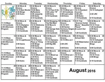 Activity Calendar of The Esquiline, Assisted Living, Nursing Home, Independent Living, CCRC, Belleville, IL 1