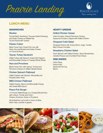 Dining menu of Peace Village, Assisted Living, Nursing Home, Independent Living, CCRC, Palos Park, IL 4
