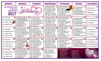 Activity Calendar of The Village at Holiday Healthcare, Assisted Living, Nursing Home, Independent Living, CCRC, Evansville, IN 4