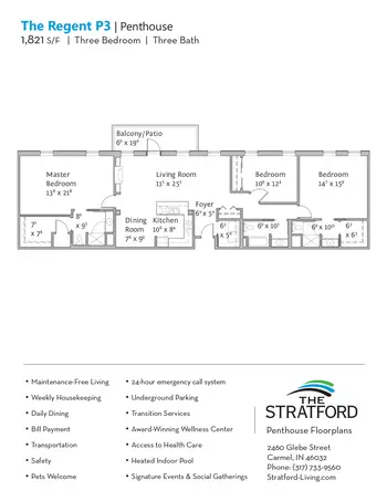 Floorplan of The Stratford, Assisted Living, Nursing Home, Independent Living, CCRC, Carmel, IN 15