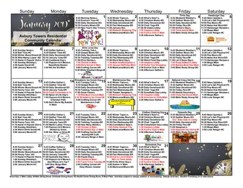 Activity Calendar of Asbury Towers, Assisted Living, Nursing Home, Independent Living, CCRC, Greencastle, IN 1
