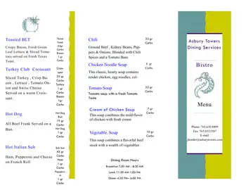 Dining menu of Asbury Towers, Assisted Living, Nursing Home, Independent Living, CCRC, Greencastle, IN 1
