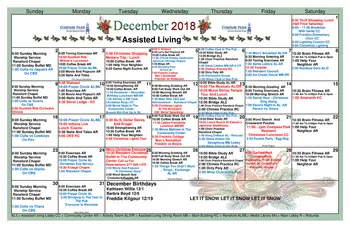Activity Calendar of Compass Park, Assisted Living, Nursing Home, Independent Living, CCRC, Franklin, IN 1