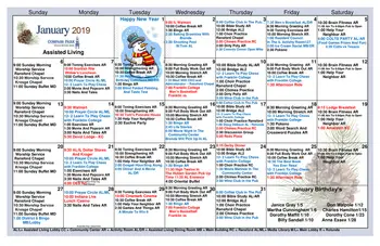 Activity Calendar of Compass Park, Assisted Living, Nursing Home, Independent Living, CCRC, Franklin, IN 3