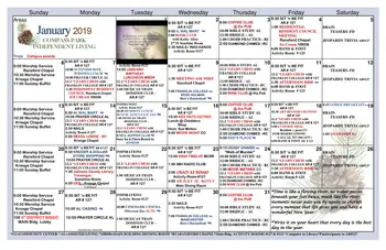 Activity Calendar of Compass Park, Assisted Living, Nursing Home, Independent Living, CCRC, Franklin, IN 9
