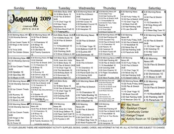Activity Calendar of Compass Park, Assisted Living, Nursing Home, Independent Living, CCRC, Franklin, IN 10