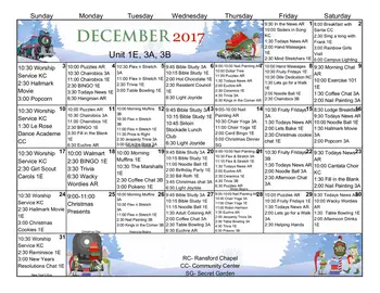 Activity Calendar of Compass Park, Assisted Living, Nursing Home, Independent Living, CCRC, Franklin, IN 11