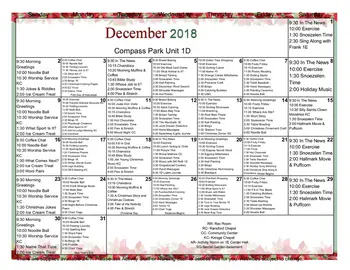 Activity Calendar of Compass Park, Assisted Living, Nursing Home, Independent Living, CCRC, Franklin, IN 12