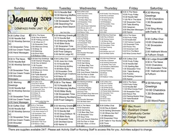 Activity Calendar of Compass Park, Assisted Living, Nursing Home, Independent Living, CCRC, Franklin, IN 14