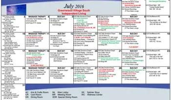 Activity Calendar of Greenwood Village South, Assisted Living, Nursing Home, Independent Living, CCRC, Greenwood, IN 3