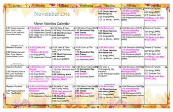 Activity Calendar of Greenwood Village South, Assisted Living, Nursing Home, Independent Living, CCRC, Greenwood, IN 5