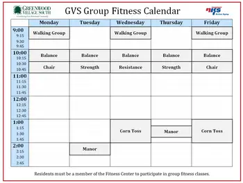 Activity Calendar of Greenwood Village South, Assisted Living, Nursing Home, Independent Living, CCRC, Greenwood, IN 7