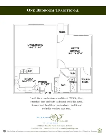 Floorplan of Holy Cross Village, Assisted Living, Nursing Home, Independent Living, CCRC, Notre Dame, IN 16