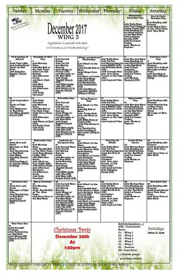 Activity Calendar of Ripley Crossing, Assisted Living, Nursing Home, Independent Living, CCRC, Milan, IN 6