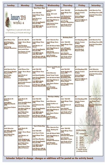 Activity Calendar of Ripley Crossing, Assisted Living, Nursing Home, Independent Living, CCRC, Milan, IN 12