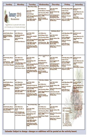 Activity Calendar of Ripley Crossing, Assisted Living, Nursing Home, Independent Living, CCRC, Milan, IN 14