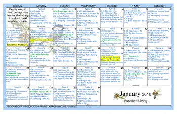 Activity Calendar of River Terrace Retirement Community, Assisted Living, Nursing Home, Independent Living, CCRC, Bluffton, IN 6