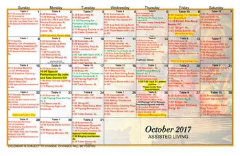 Activity Calendar of River Terrace Retirement Community, Assisted Living, Nursing Home, Independent Living, CCRC, Bluffton, IN 9
