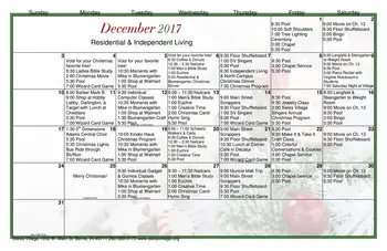 Activity Calendar of Swiss Village, Assisted Living, Nursing Home, Independent Living, CCRC, Berne, IN 3