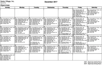 Activity Calendar of Swiss Village, Assisted Living, Nursing Home, Independent Living, CCRC, Berne, IN 9