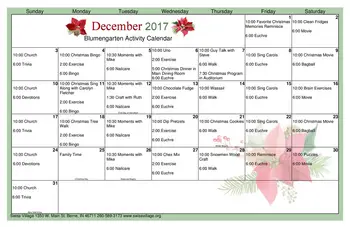 Activity Calendar of Swiss Village, Assisted Living, Nursing Home, Independent Living, CCRC, Berne, IN 13