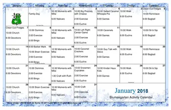 Activity Calendar of Swiss Village, Assisted Living, Nursing Home, Independent Living, CCRC, Berne, IN 14