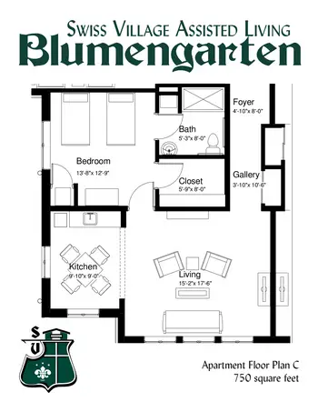 Floorplan of Swiss Village, Assisted Living, Nursing Home, Independent Living, CCRC, Berne, IN 4