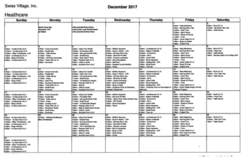 Activity Calendar of Swiss Village, Assisted Living, Nursing Home, Independent Living, CCRC, Berne, IN 19
