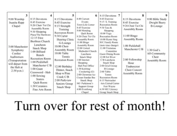 Activity Calendar of Timbercrest, Assisted Living, Nursing Home, Independent Living, CCRC, North Manchester, IN 8
