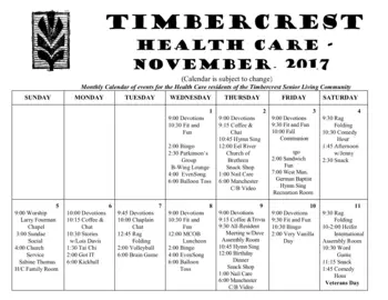 Activity Calendar of Timbercrest, Assisted Living, Nursing Home, Independent Living, CCRC, North Manchester, IN 12