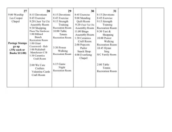 Activity Calendar of Timbercrest, Assisted Living, Nursing Home, Independent Living, CCRC, North Manchester, IN 19
