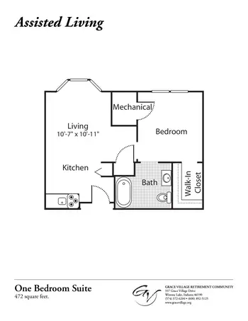Floorplan of Grace Village, Assisted Living, Nursing Home, Independent Living, CCRC, Winona Lake, IN 1
