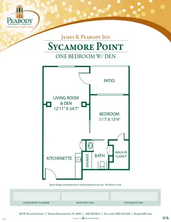 Floorplan of Peabody Retirement Community, Assisted Living, Nursing Home, Independent Living, CCRC, North Manchester, IN 13