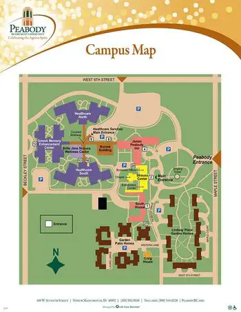 Campus Map of Peabody Retirement Community, Assisted Living, Nursing Home, Independent Living, CCRC, North Manchester, IN 5