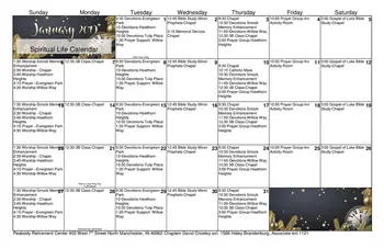 Activity Calendar of Peabody Retirement Community, Assisted Living, Nursing Home, Independent Living, CCRC, North Manchester, IN 9