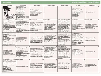 Activity Calendar of Westminster Village, Assisted Living, Nursing Home, Independent Living, CCRC, West Lafayette, IN 1