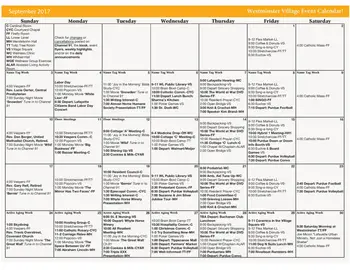 Activity Calendar of Westminster Village, Assisted Living, Nursing Home, Independent Living, CCRC, West Lafayette, IN 3