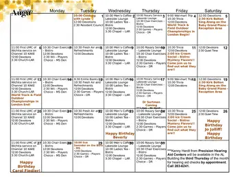 Activity Calendar of Asbury Park, Assisted Living, Nursing Home, Independent Living, CCRC, Newton, KS 1