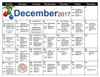 Activity Calendar of Brewster Place, Assisted Living, Nursing Home, Independent Living, CCRC, Topeka, KS 2